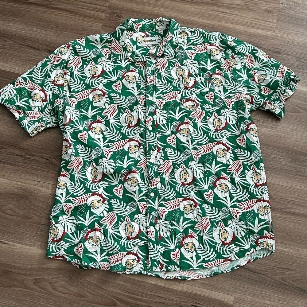 Tipsy Elves Santa Clause Palm Leaf Casual Button Up Men Sz 4XL